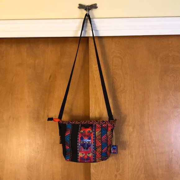 LAUREL BURCH Cat Print Crossbody Bag  Adjustable Strap Multicolor - Picture 4 of 16